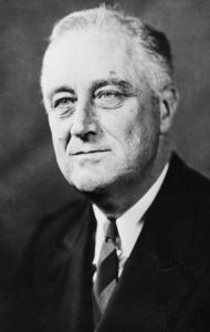 1932:  Franklin Delano Roosevelt (1882 - 1945), 32nd President of the USA.  (Photo by Topical Press Agency/Getty Images)